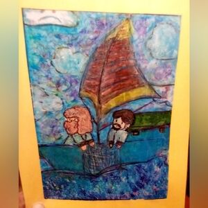 🎨Friendly Fishermen Watercolor Painting Art🖼